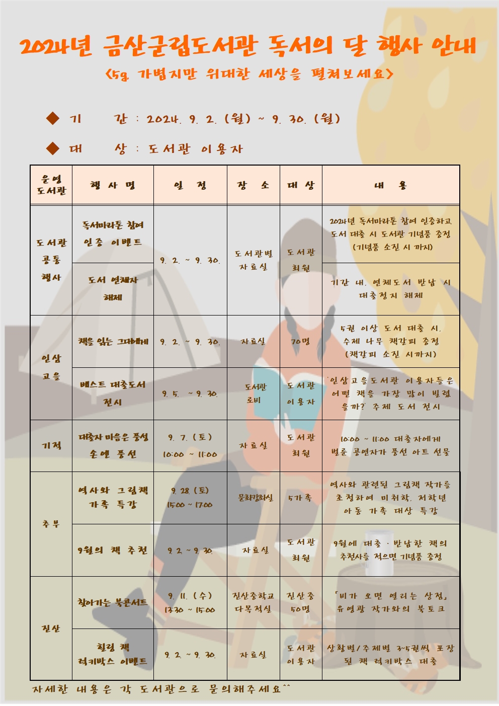 금산군립도서관 독서의 달 행사 안내 첨부 이미지 #1